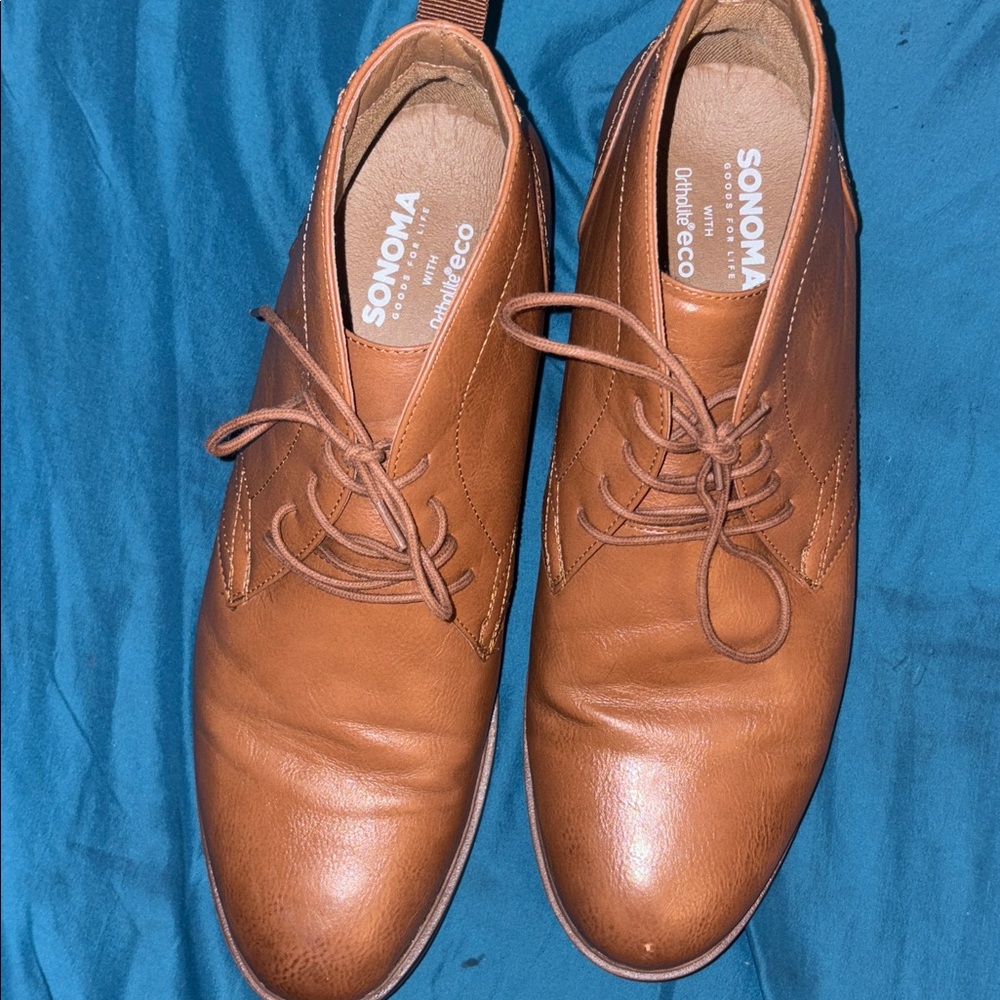 SONOMA Men's Tan Leather Lace-Up Oxfords